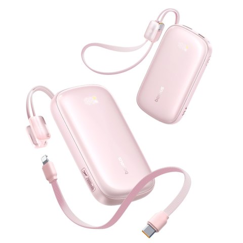 Powerbank 20000mAh 22.5W z wyświetlaczem kablem EnerFill FC21 Qpow 3 Ultra - różowy