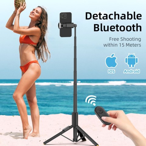 Selfie Stick kijek do zdjęć statyw tripod składany z pilotem Bluetooth 146 cm