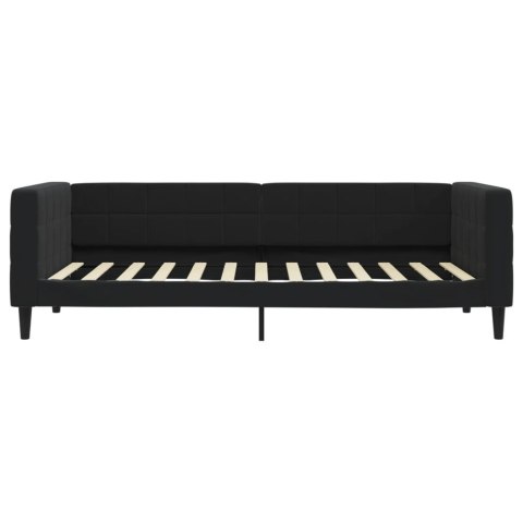 Sofa z materacem do spania, czarna, 90x200 cm, aksamit