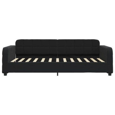 Sofa z materacem do spania, czarna, 90x200 cm, aksamit