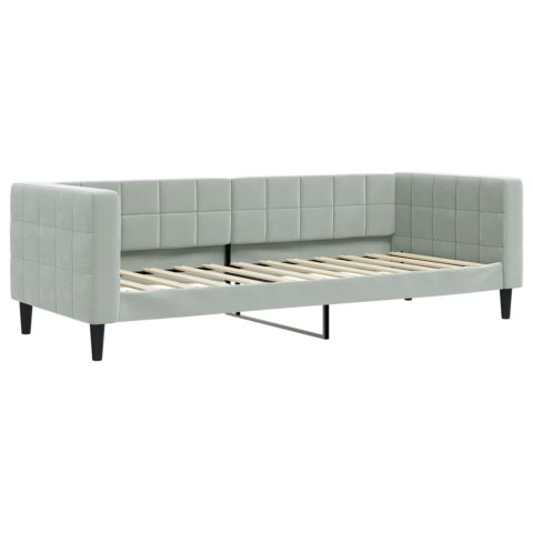 Sofa z materacem do spania, jasnoszara, 90x200 cm, aksamit