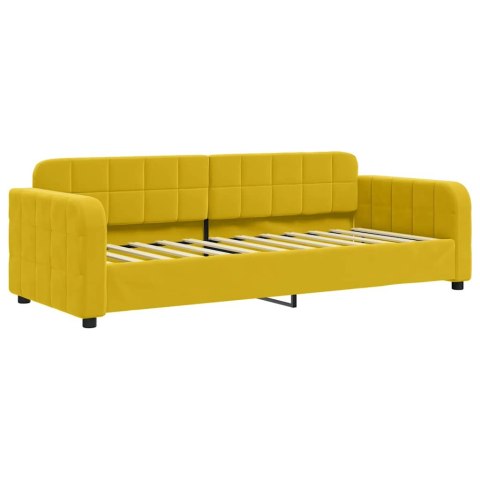 Sofa z materacem do spania, żółta, 80x200 cm, aksamit