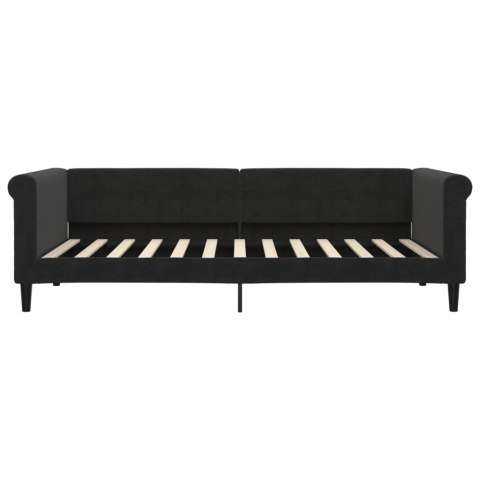 Sofa z materacem do spania, czarna, 90x200 cm, aksamit