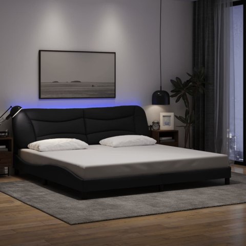 Rama łóżka z LED bez materaca Hvar Czarna 200x200 cm