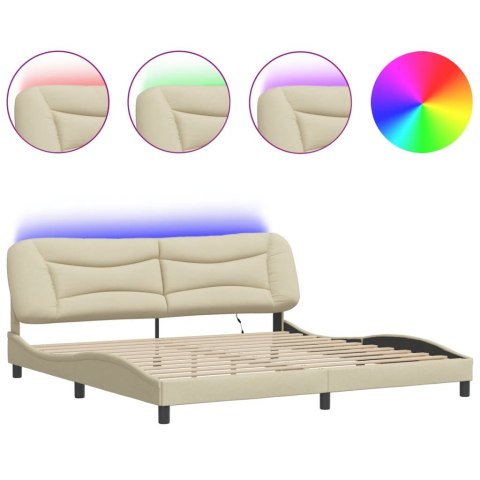 Rama łóżka z LED bez materaca Hvar Kremowa 200x200 cm Tkanina
