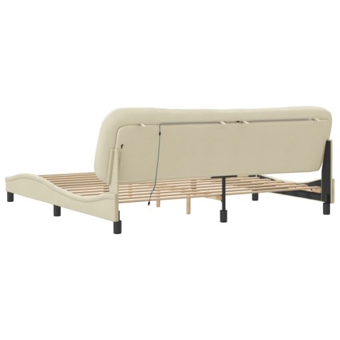 Rama łóżka z LED bez materaca Hvar Kremowa 200x200 cm Tkanina