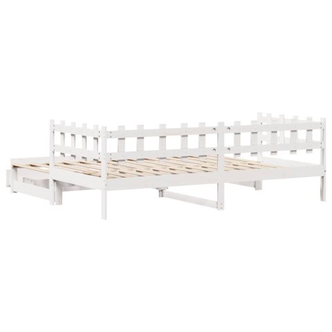Sofa rozsuwana z szufladami, bez materaca, białe, 80x200 cm
