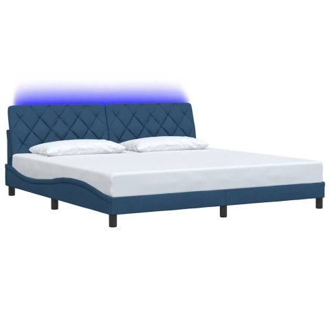 Rama łóżka z LED bez materaca Niebieski 200x200 cm Tkanina