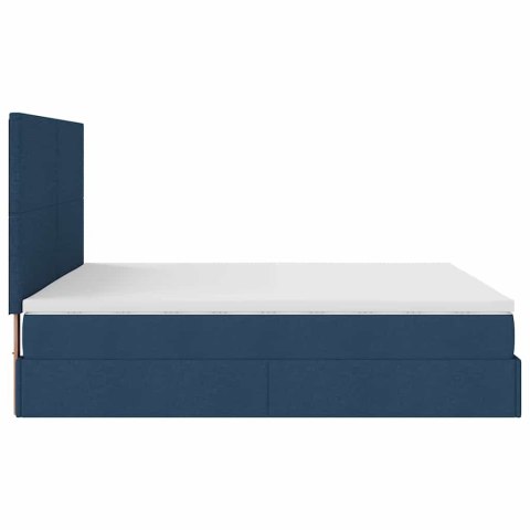 Rama łóżka otomana z materacem, niebieska, 180x200 cm, tkanina