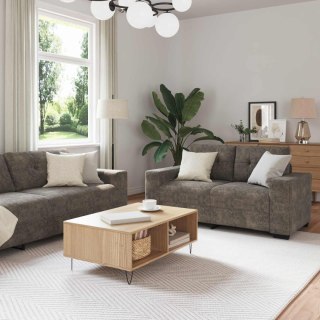 Sofa 3 pcs Ciemnoszary Tkanina lniana