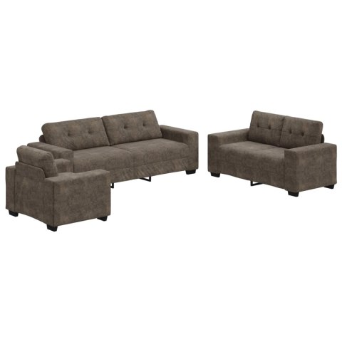 Sofa 3 pcs Ciemnoszary Tkanina lniana
