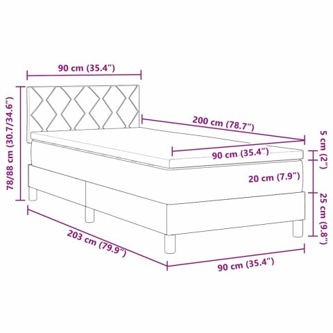 Łóżko sprężynowe z materacem Kremowy 90 x 200 cm tkanina