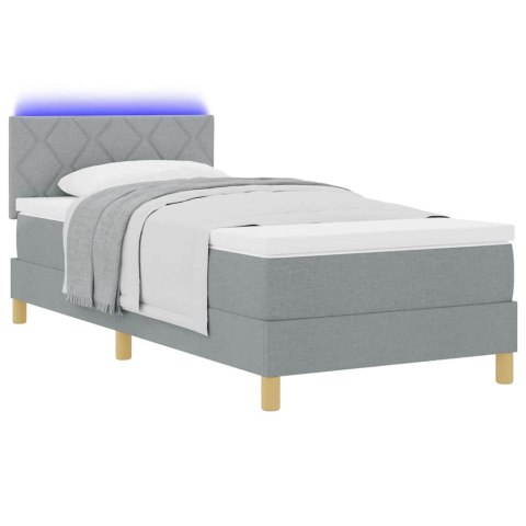 Łóżko z sprężyną LED z materacem Jasnoszary 90 x 190 cm tkanina
