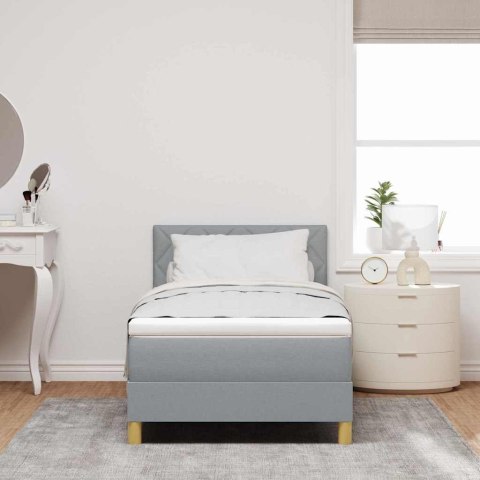 Łóżko z sprężyną LED z materacem Jasnoszary 90 x 190 cm tkanina