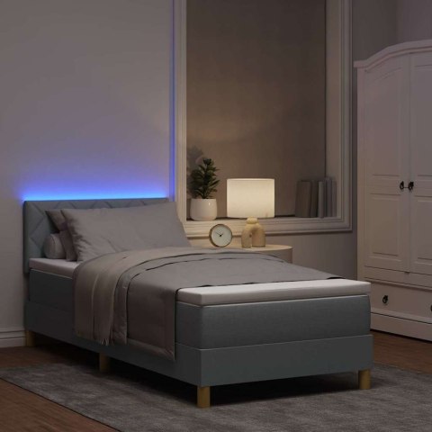 Łóżko z sprężyną LED z materacem Jasnoszary 90 x 190 cm tkanina