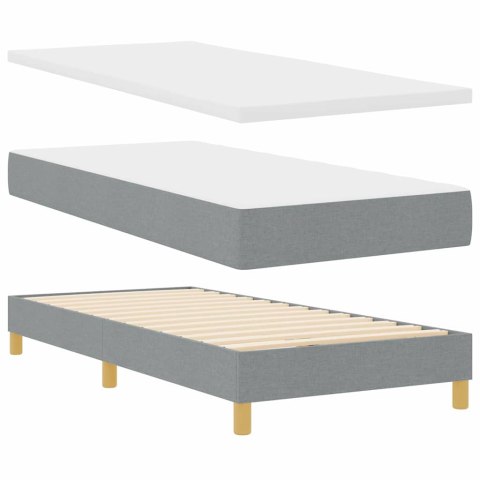 Łóżko z sprężyną LED z materacem Jasnoszary 90 x 190 cm tkanina
