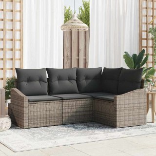 Zestaw Sof z poduszką 4 pcs Szary polirattan