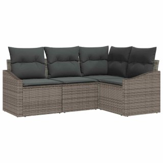 Zestaw Sof z poduszką 4 pcs Szary polirattan
