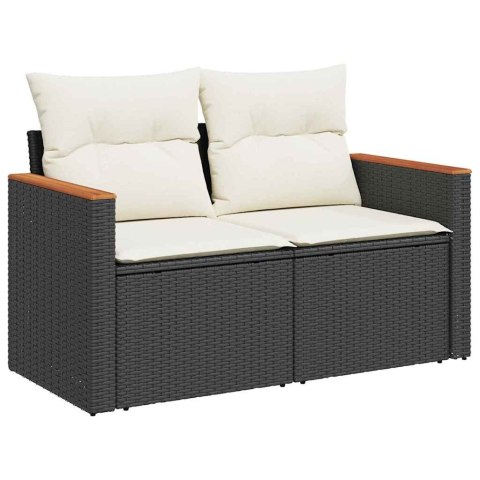 Zestaw Sof na Ogród z poduszką 12 pcs Czarny Rattan poli