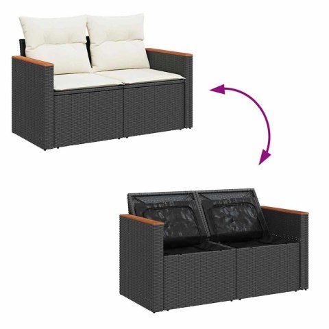 Zestaw Sof na Ogród z poduszką 13 pcs Czarny Rattan poli