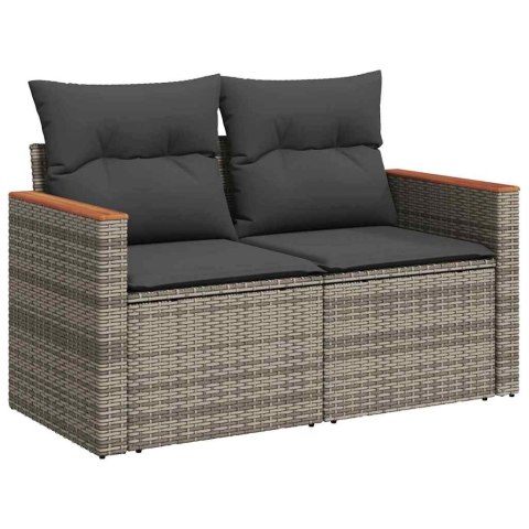 Zestaw Sof na Ogród z poduszką 13 pcs Szary Rattan poli
