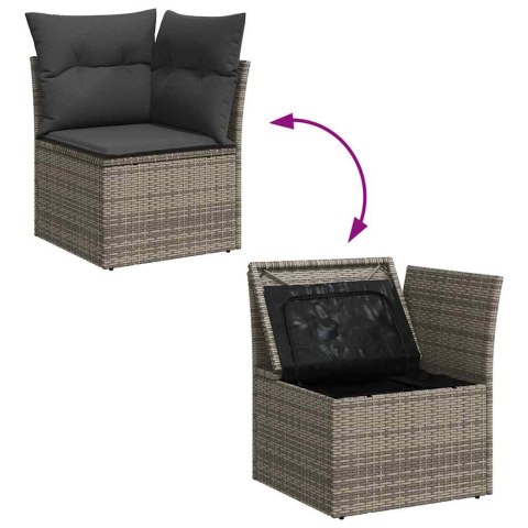 Zestaw Sof na Ogród z poduszką 13 pcs Szary Rattan poli
