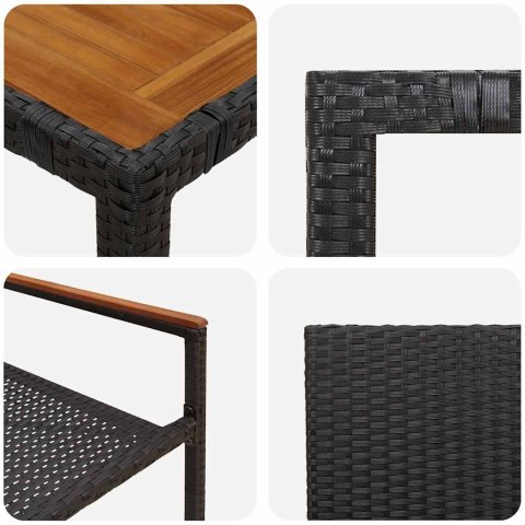 Zestaw do jadalni w ogrodzie 5 pcs Czarny polirattan