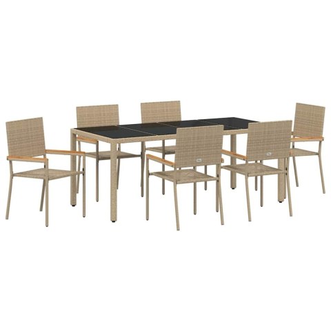 Zestaw do jadalni w ogrodzie 7 pcs Beżowy polirattan
