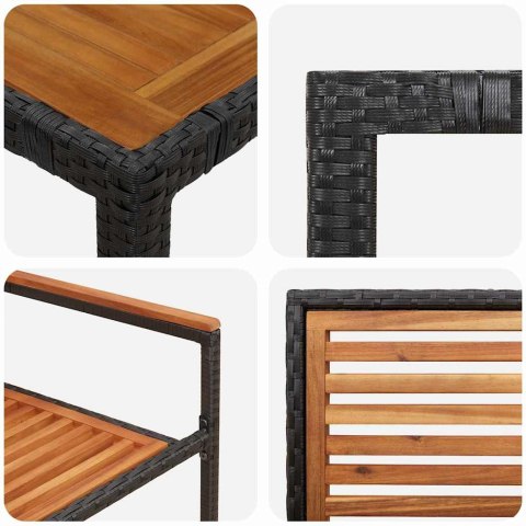 Zestaw do jadalni w ogrodzie 7 pcs Czarny i Brązowy polirattan