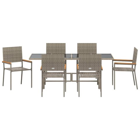 Zestaw do jadalni w ogrodzie 7 pcs Szary polirattan