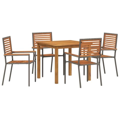 Zestaw do jadalni w ogrodzie 5 pcs Szary Lite Drewno Akacji