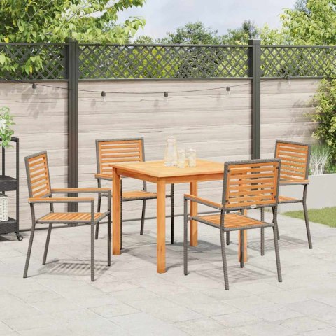 Zestaw do jadalni w ogrodzie 5 pcs Szary Lite Drewno Akacji