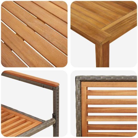 Zestaw do jadalni w ogrodzie 5 pcs Szary Lite Drewno Akacji