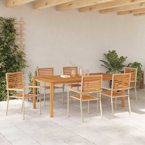 Zestaw do jadalni w ogrodzie 7 pcs Beżowy Lite Drewno Akacji