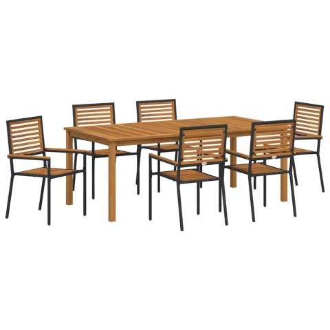 Zestaw do jadalni w ogrodzie 7 pcs Czarny Lite Drewno Akacji