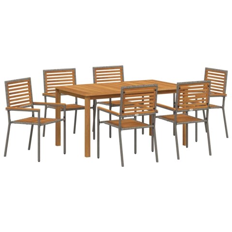 Zestaw do jadalni w ogrodzie 7 pcs Szary Lite Drewno Akacji