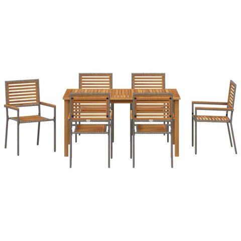 Zestaw do jadalni w ogrodzie 7 pcs Szary Lite Drewno Akacji