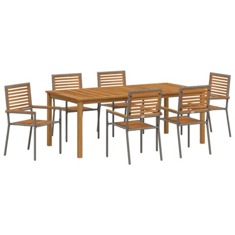 Zestaw do jadalni w ogrodzie 7 pcs Szary Lite Drewno Akacji