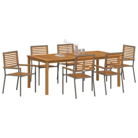 Zestaw do jadalni w ogrodzie 7 pcs Szary Lite Drewno Akacji
