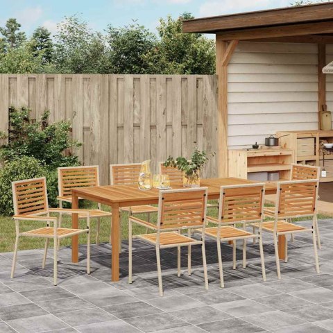 Zestaw do jadalni w ogrodzie 9 pcs Beżowy Lite Drewno Akacji