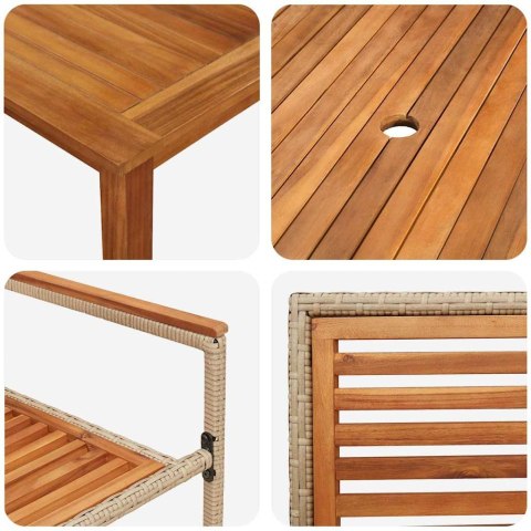 Zestaw do jadalni w ogrodzie 9 pcs Beżowy Lite Drewno Akacji