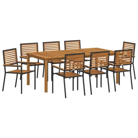 Zestaw do jadalni w ogrodzie 9 pcs Czarny Lite Drewno Akacji