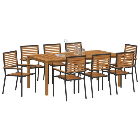 Zestaw do jadalni w ogrodzie 9 pcs Czarny Lite Drewno Akacji