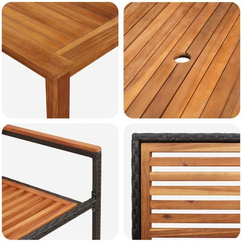 Zestaw do jadalni w ogrodzie 9 pcs Czarny Lite Drewno Akacji