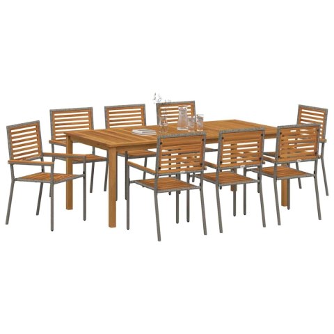 Zestaw do jadalni w ogrodzie 9 pcs Szary Lite Drewno Akacji
