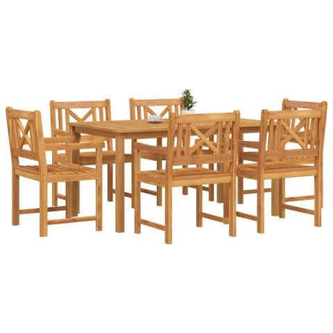 Zestaw do jadalni w ogrodzie 7 pcs Brązowy Lite Drewno Akacji