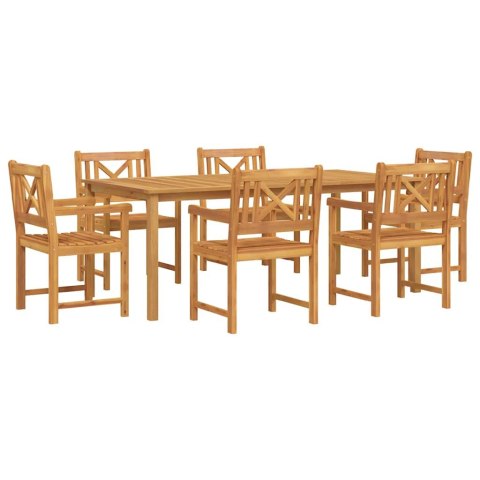 Zestaw do jadalni w ogrodzie 7 pcs Brązowy Lite Drewno Akacji
