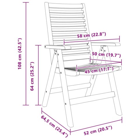 Krzesło Ogrodowe 8 pcs Brązowy 52 x 64.5 x 108 cm