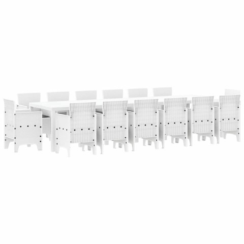 Zestaw do jadalni w ogrodzie 15 pcs Biały Rattan Polt