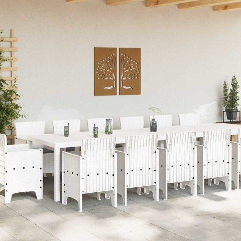Zestaw do jadalni w ogrodzie 15 pcs Biały Rattan Polt